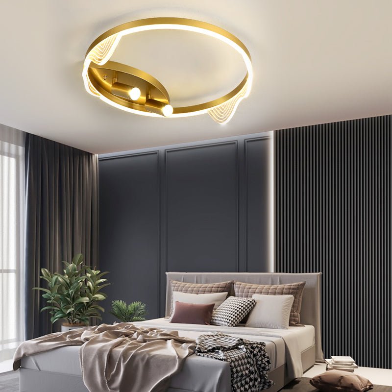 Round Three Step Dimming LED Creative Modern Ceiling Light with Two Spotlights