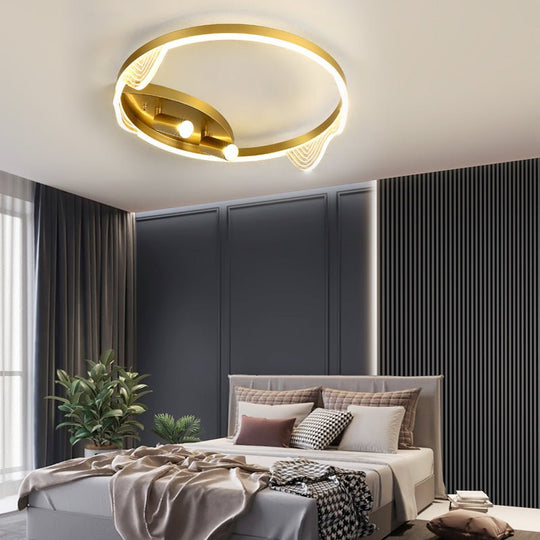 Round Three Step Dimming LED Creative Modern Ceiling Light with Two Spotlights