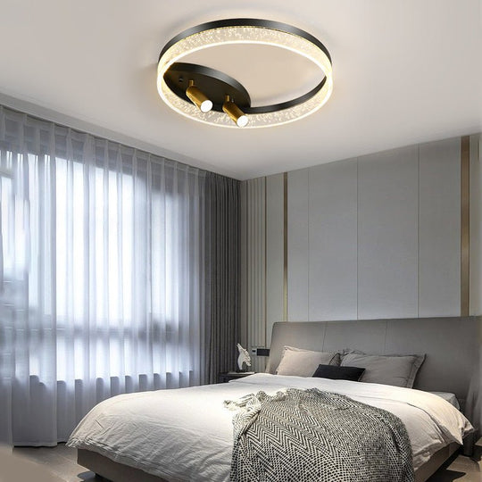 Round Three Step Dimming LED Creative Modern Ceiling Light with Two Spotlights