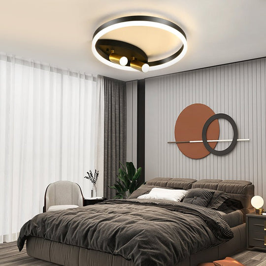 Round Three Step Dimming LED Creative Modern Ceiling Light with Two Spotlights