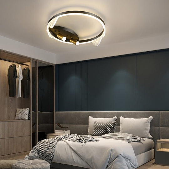 Round Three Step Dimming LED Creative Modern Ceiling Light with Two Spotlights