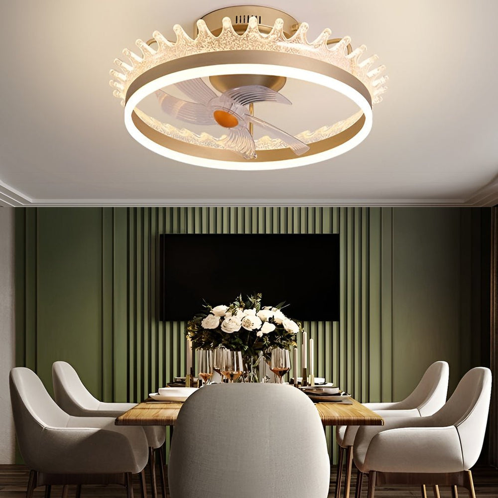 360° Rotating Round LED Ceiling Fan with Silent Operation and Remote Control