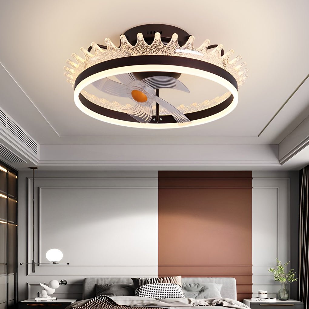 360° Rotating Round LED Ceiling Fan with Silent Operation and Remote Control
