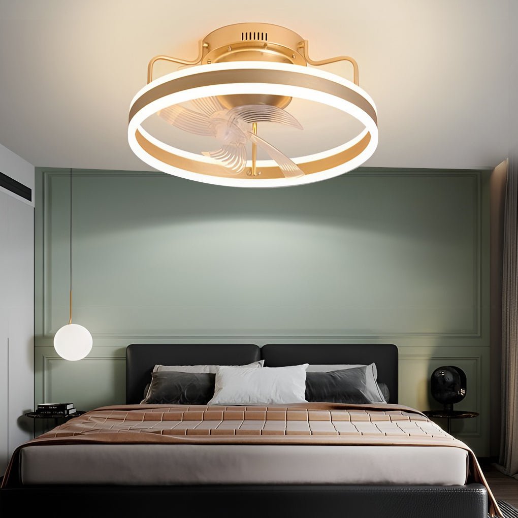 360° Rotating Round LED Ceiling Fan with Silent Operation and Remote Control