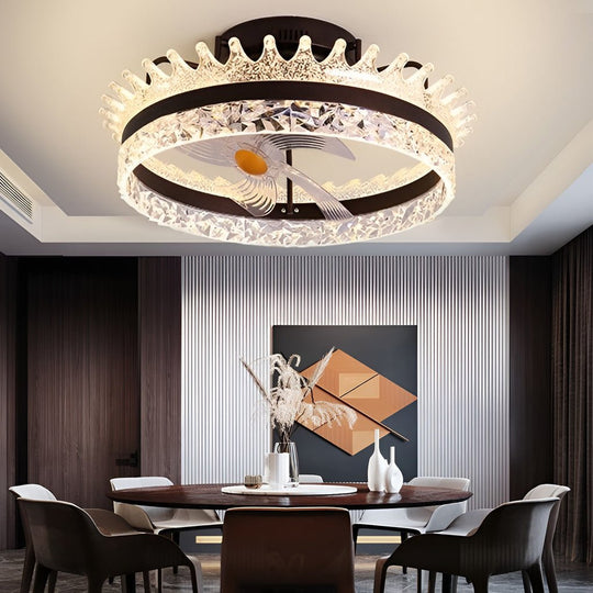 360° Rotating Round LED Ceiling Fan with Silent Operation and Remote Control