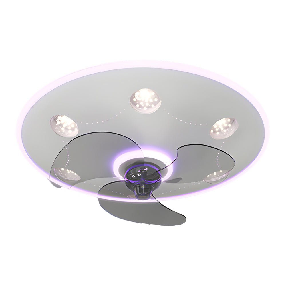 Round Acrylic Modern Ceiling Fan with 3-Step Dimming Light