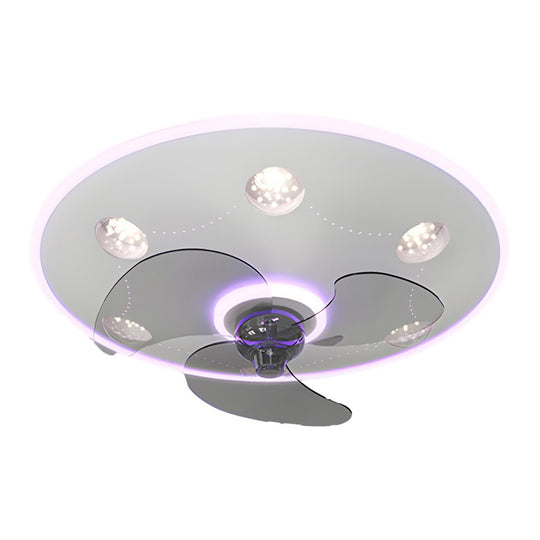 Round Acrylic Modern Ceiling Fan with 3-Step Dimming Light