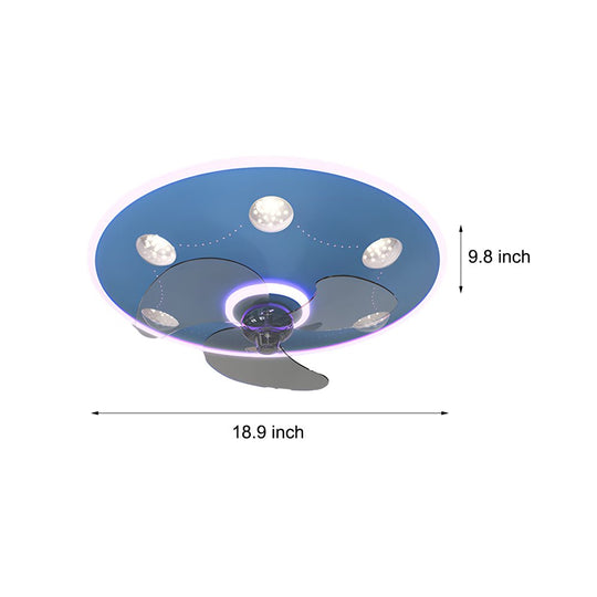 Round Acrylic Modern Ceiling Fan with 3-Step Dimming Light
