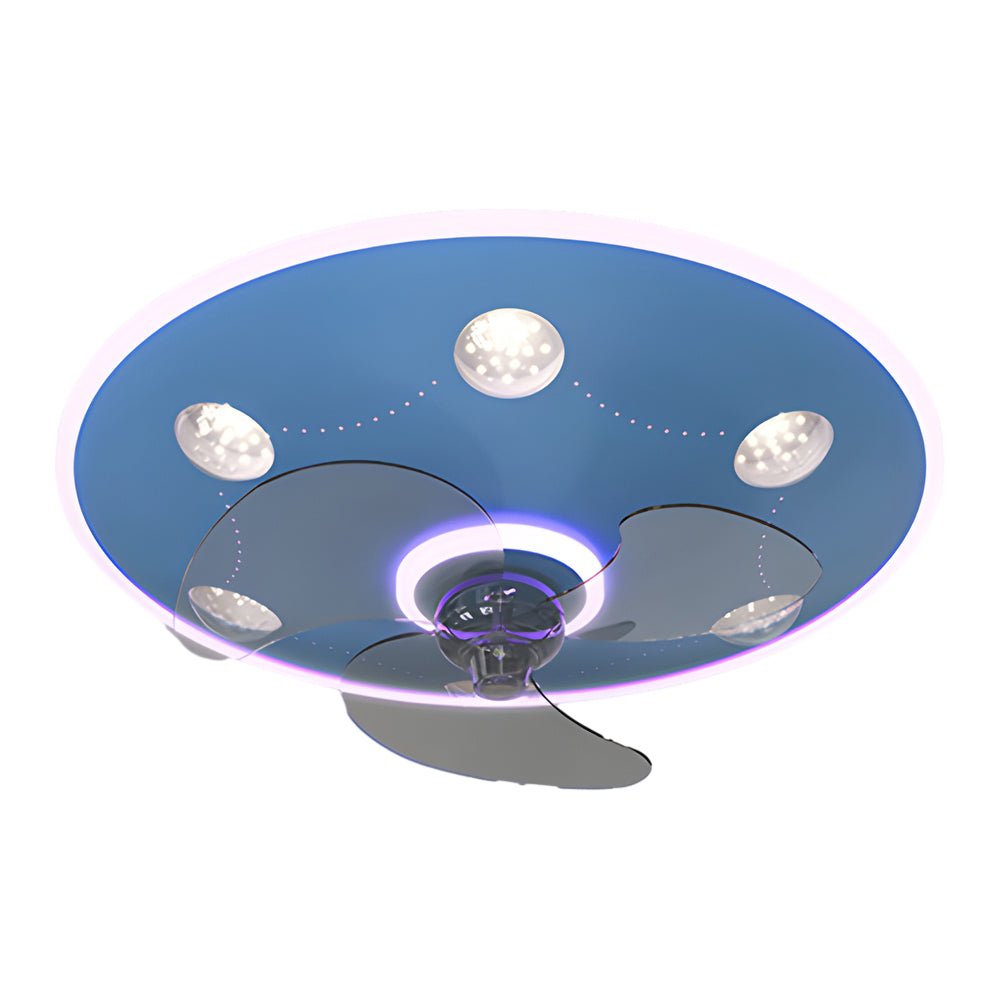 Round Acrylic Modern Ceiling Fan with 3-Step Dimming Light