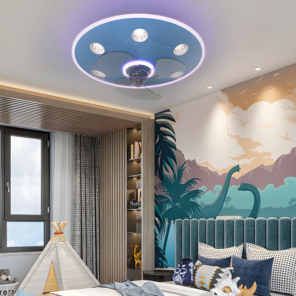 Round Acrylic Modern Ceiling Fan with 3-Step Dimming Light