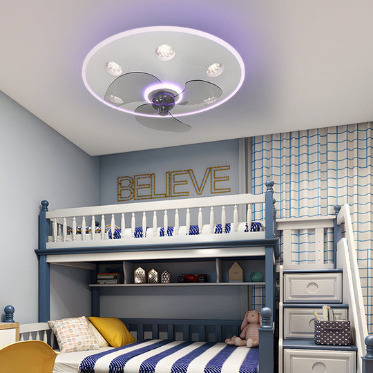 Round Acrylic Modern Ceiling Fan with 3-Step Dimming Light