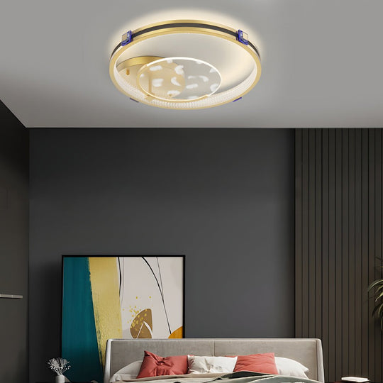 Round Acrylic Feather Ceiling Light with 3-Step Dimming