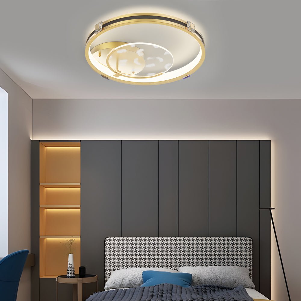 Round Acrylic Feather Ceiling Light with 3-Step Dimming