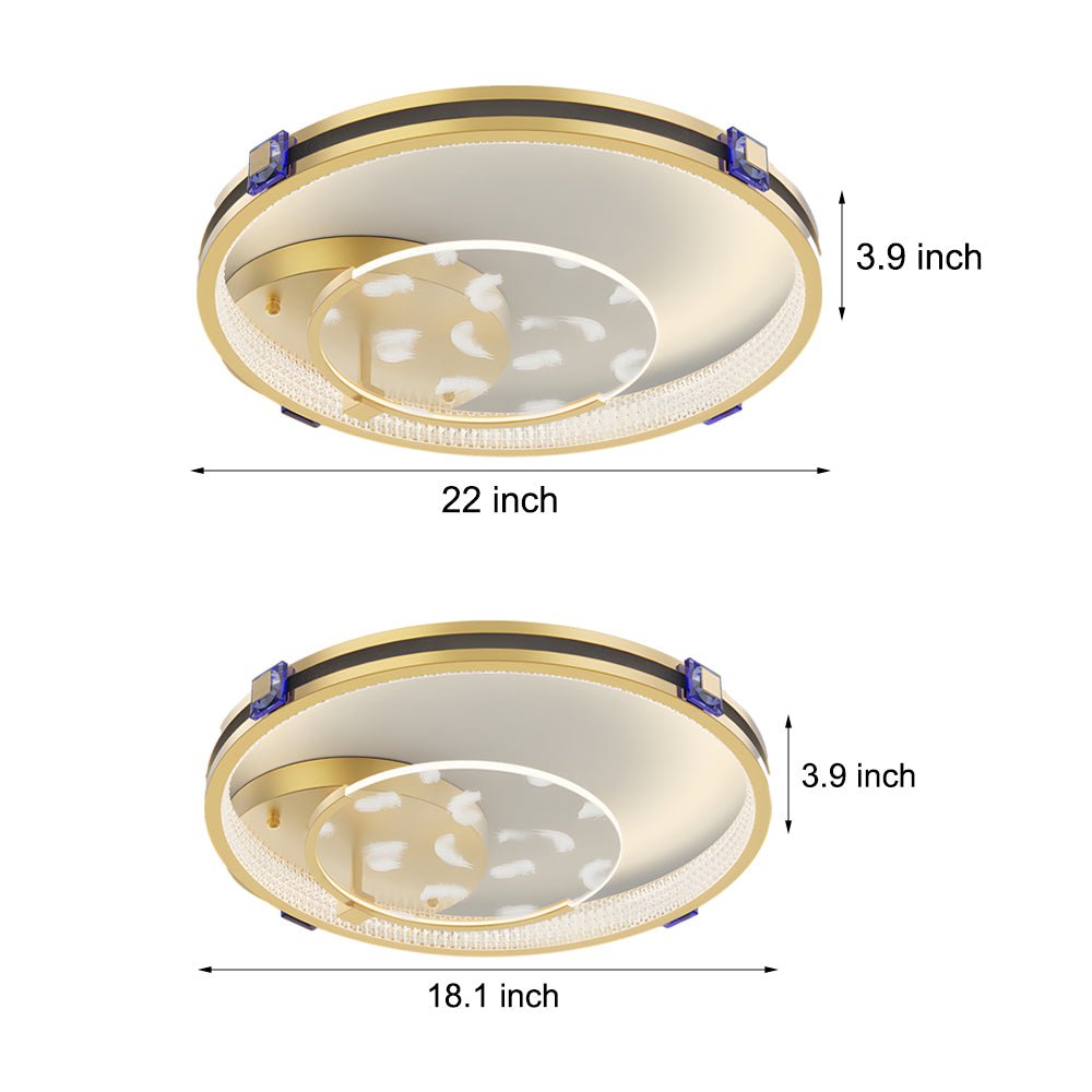 Round Acrylic Feather Ceiling Light with 3-Step Dimming