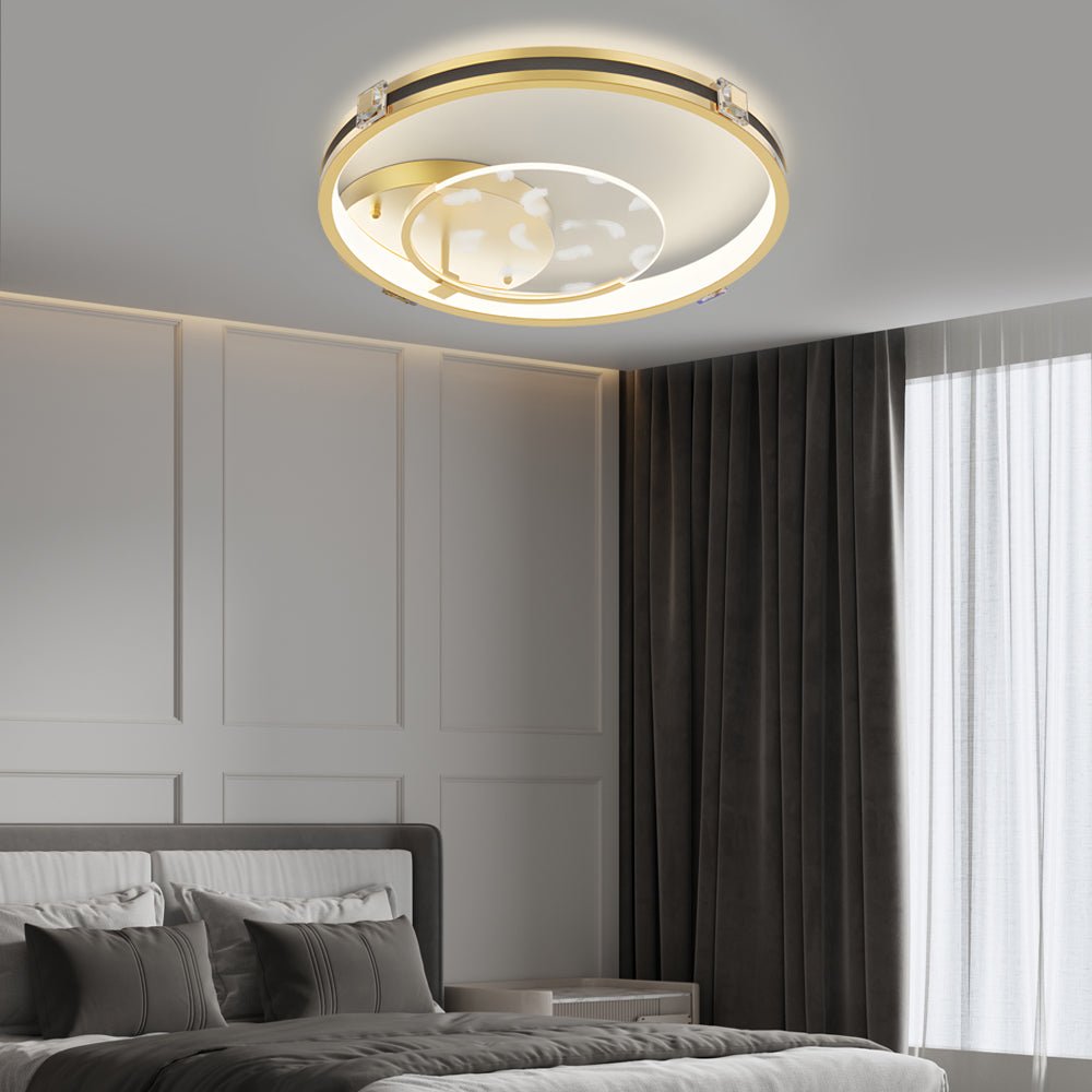 Round Acrylic Feather Ceiling Light with 3-Step Dimming