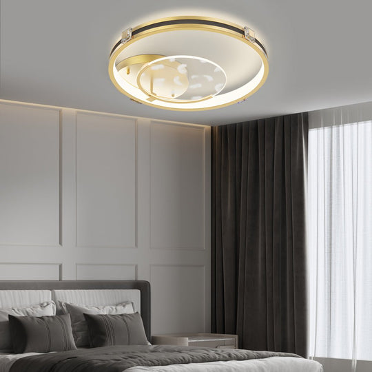 Round Acrylic Feather Ceiling Light with 3-Step Dimming