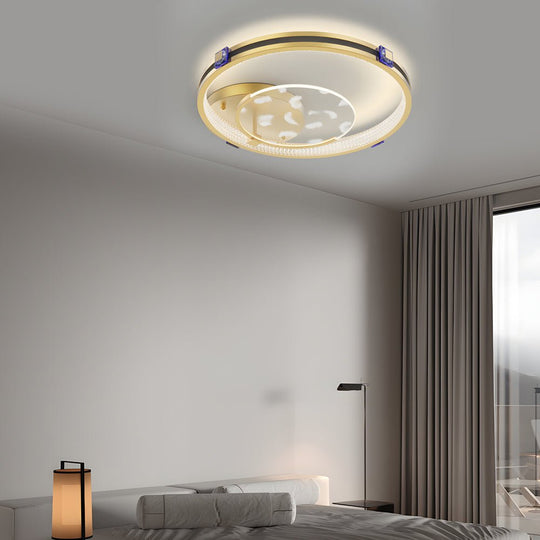 Round Acrylic Feather Ceiling Light with 3-Step Dimming