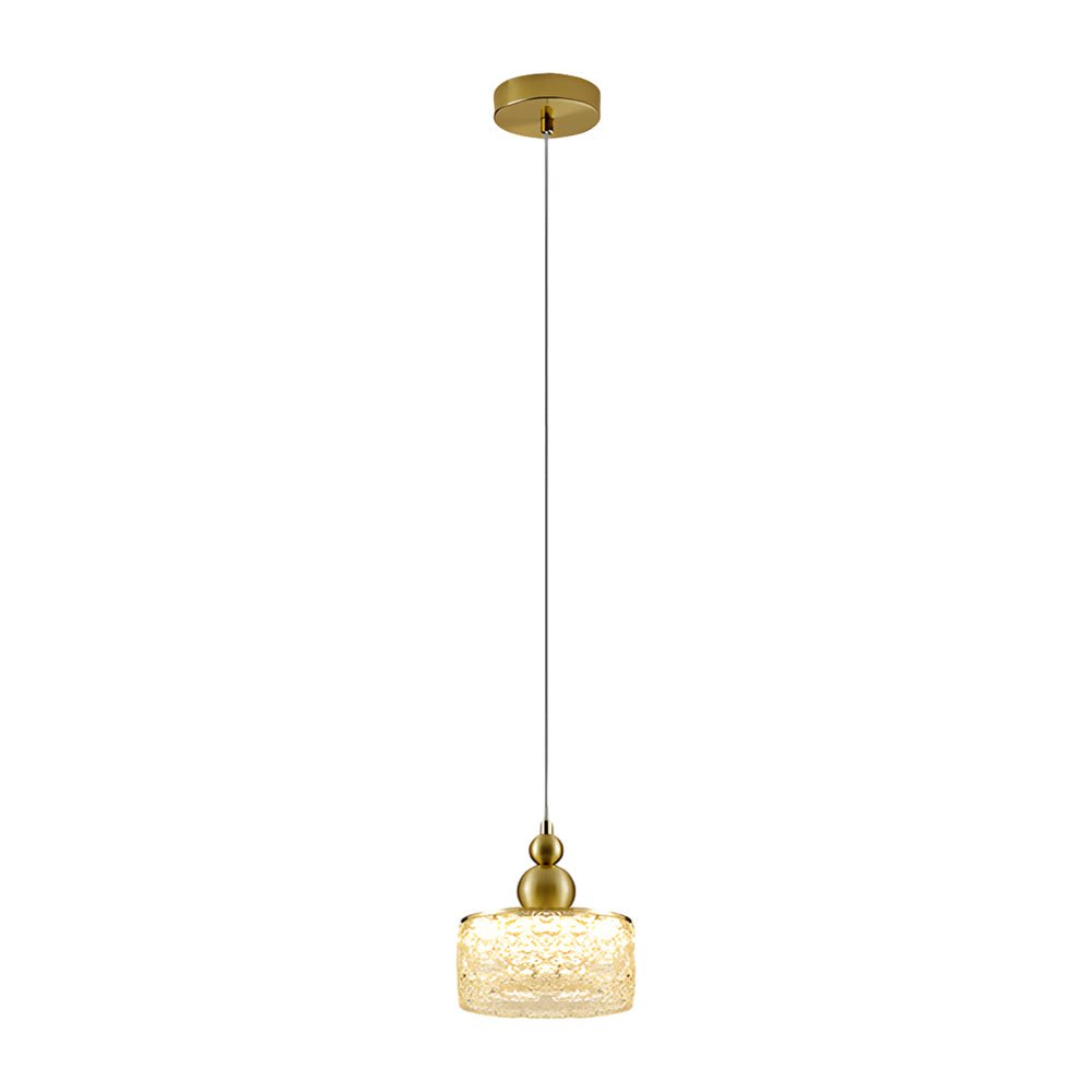 Round Acrylic Ice Texture Pendant Lamp with 3-Step Dimming
