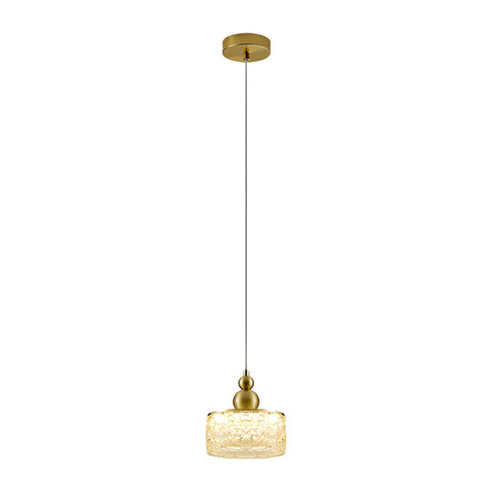 Round Acrylic Ice Texture Pendant Lamp with 3-Step Dimming