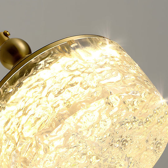 Round Acrylic Ice Texture Pendant Lamp with 3-Step Dimming