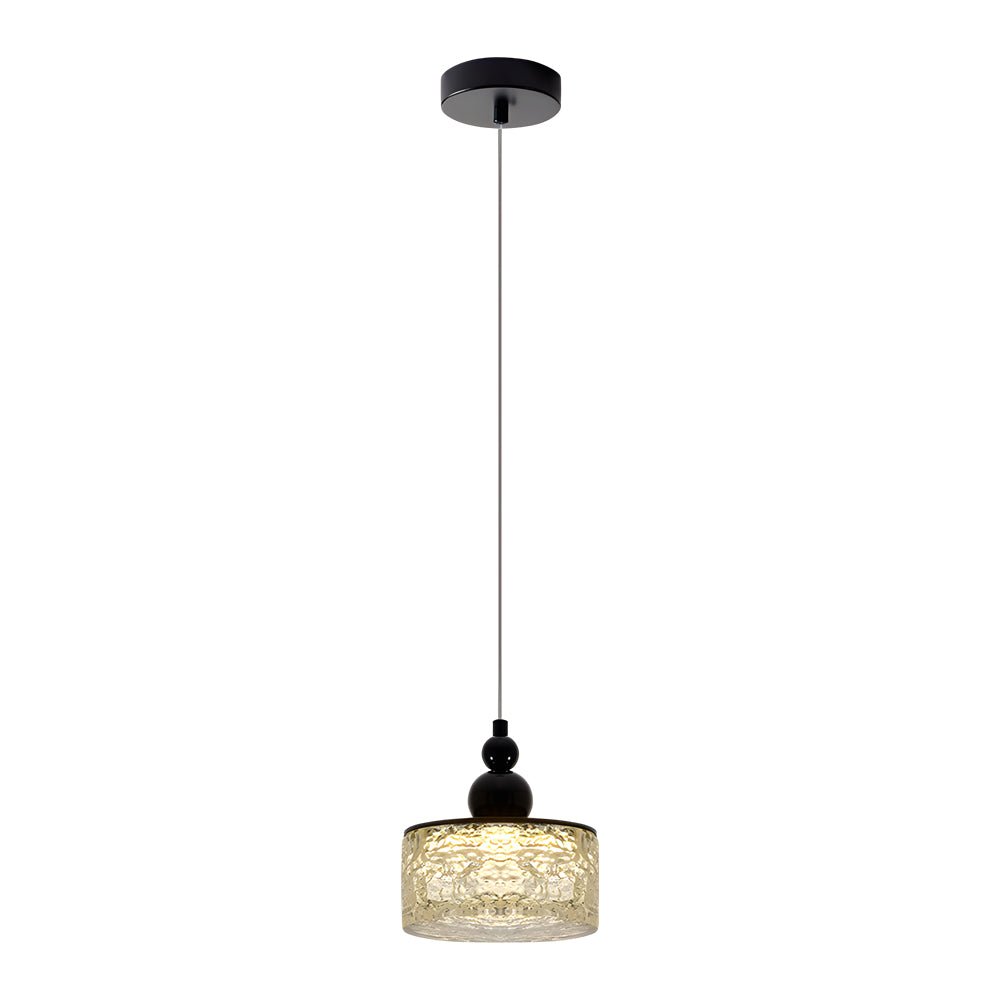 Round Acrylic Ice Texture Pendant Lamp with 3-Step Dimming