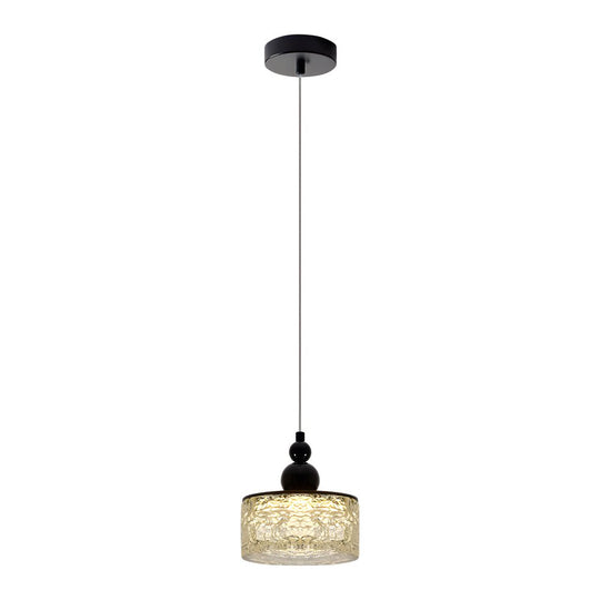 Round Acrylic Ice Texture Pendant Lamp with 3-Step Dimming