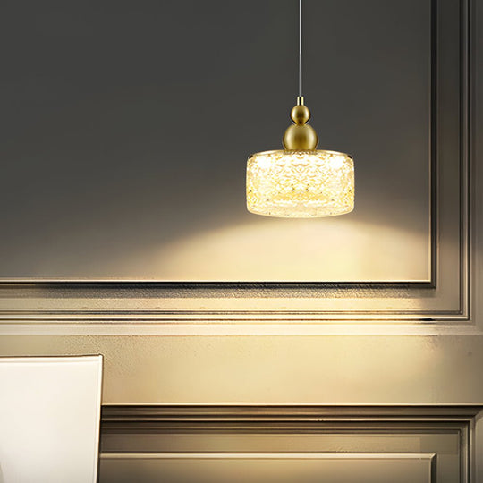 Round Acrylic Ice Texture Pendant Lamp with 3-Step Dimming
