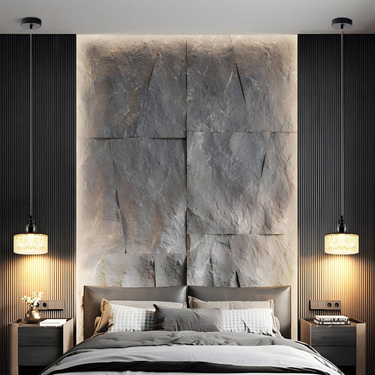 Round Acrylic Ice Texture Pendant Lamp with 3-Step Dimming