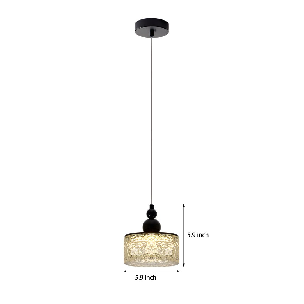 Round Acrylic Ice Texture Pendant Lamp with 3-Step Dimming