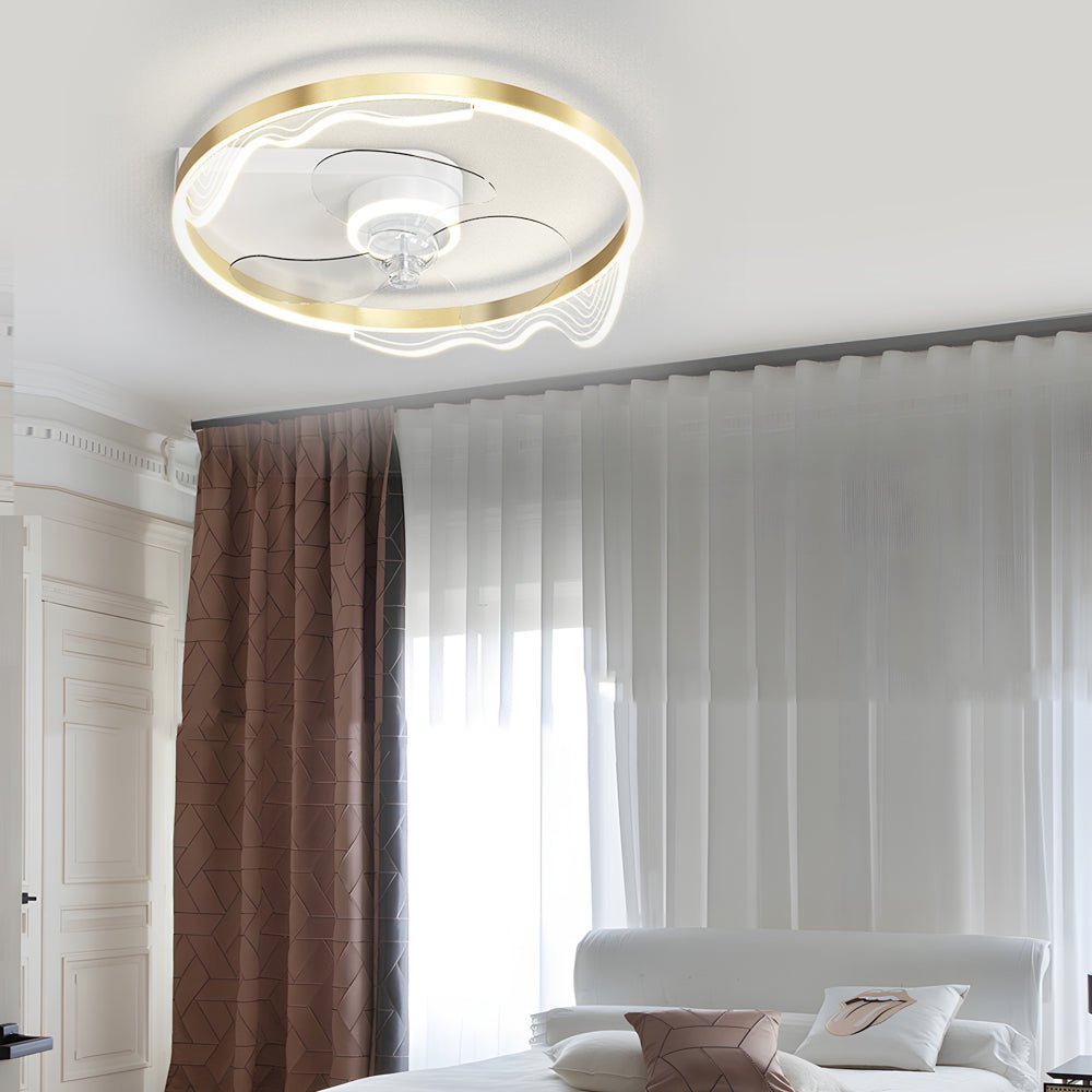 Wave Decor 19.7" LED Ceiling Fan Light – Flush Mount, Black or Gold Finish
