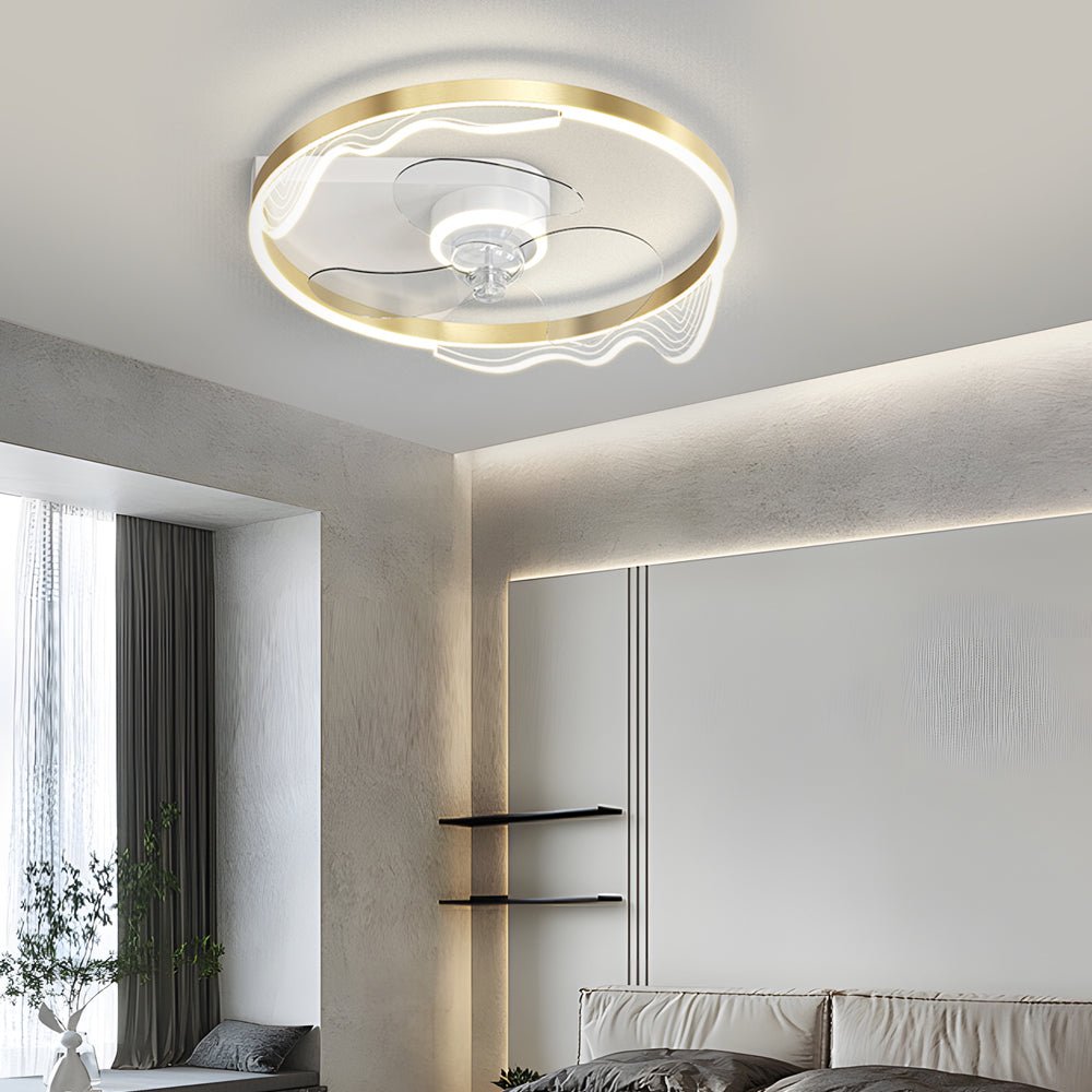 Wave Decor 19.7" LED Ceiling Fan Light – Flush Mount, Black or Gold Finish