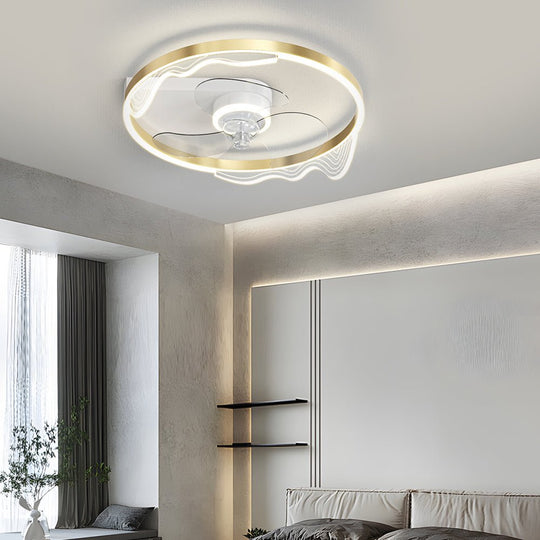 Wave Decor 19.7" LED Ceiling Fan Light – Flush Mount, Black or Gold Finish