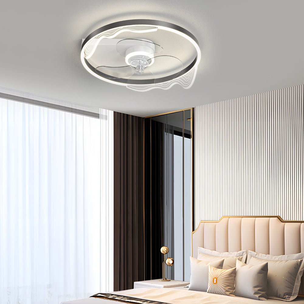 Wave Decor 19.7" LED Ceiling Fan Light – Flush Mount, Black or Gold Finish