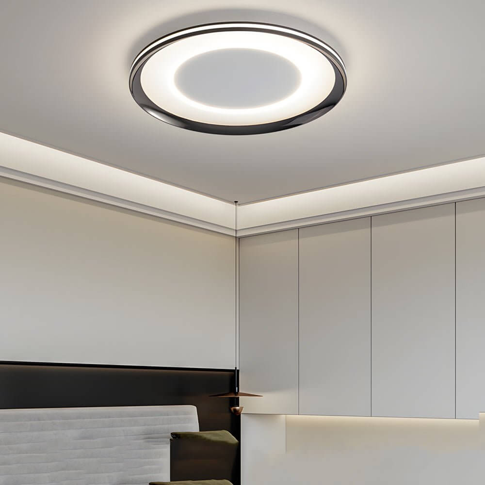 Round Black LED Flush Ceiling Light