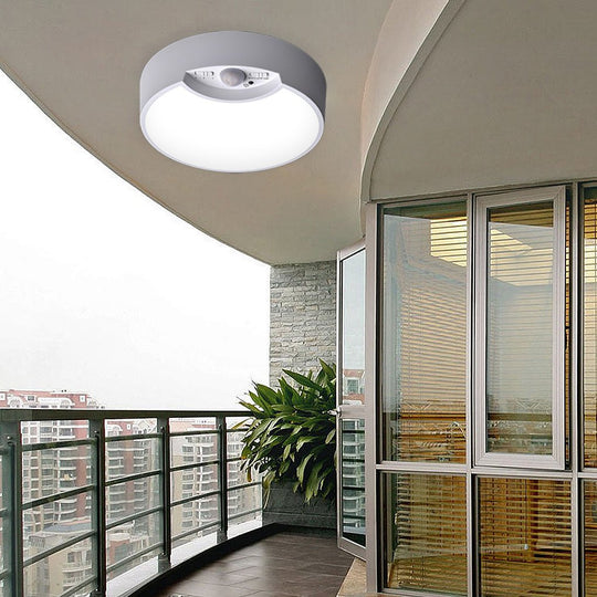 Round Motion Sensor LED Ceiling Light – Battery Operated with Remote Control