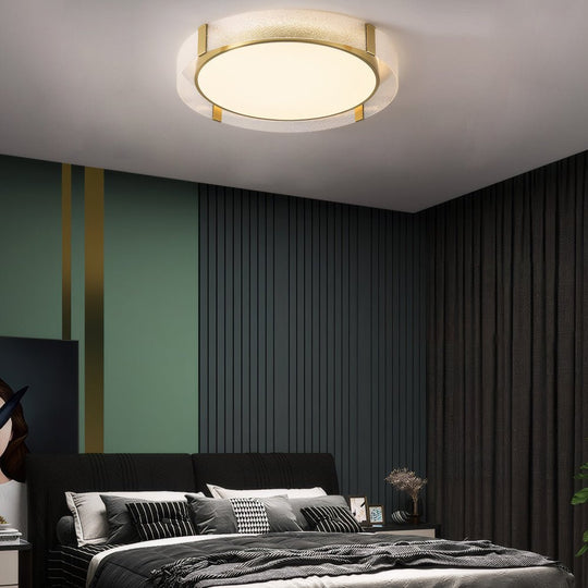 Round Copper Water Ripple Glass Flush Mount Ceiling Light