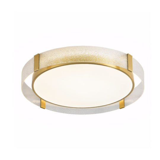 Round Copper Water Ripple Glass Flush Mount Ceiling Light
