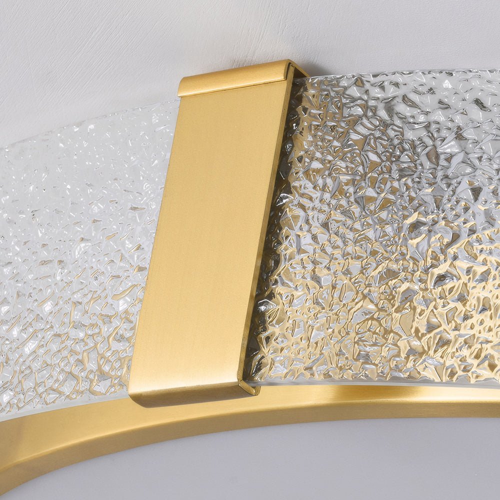 Round Copper Water Ripple Glass Flush Mount Ceiling Light