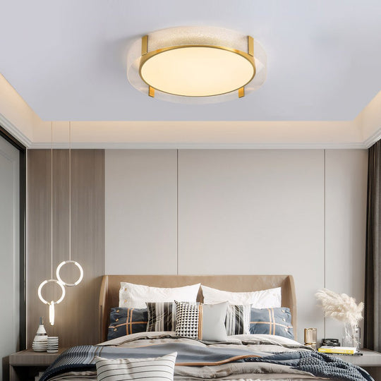 Round Copper Water Ripple Glass Flush Mount Ceiling Light
