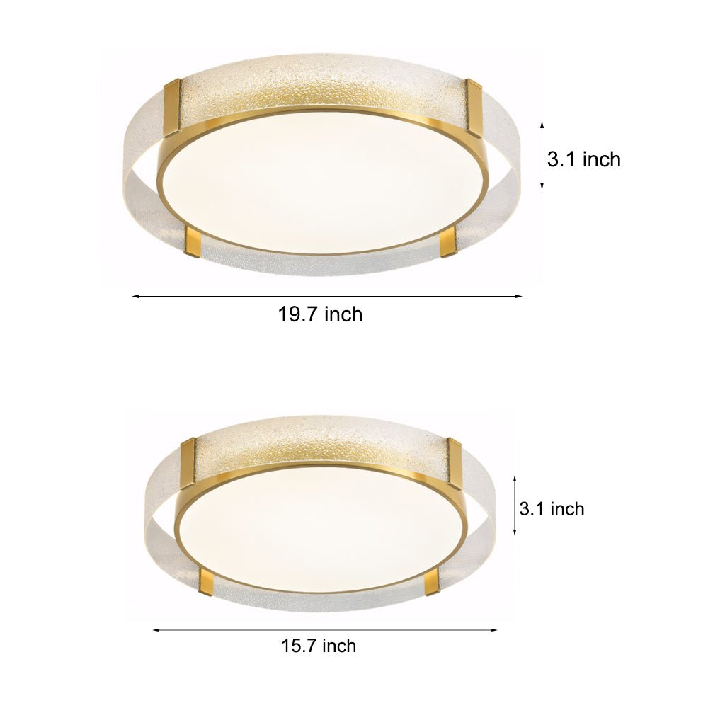 Round Copper Water Ripple Glass Flush Mount Ceiling Light