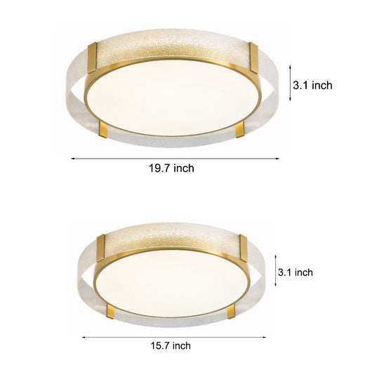 Round Copper Water Ripple Glass Flush Mount Ceiling Light
