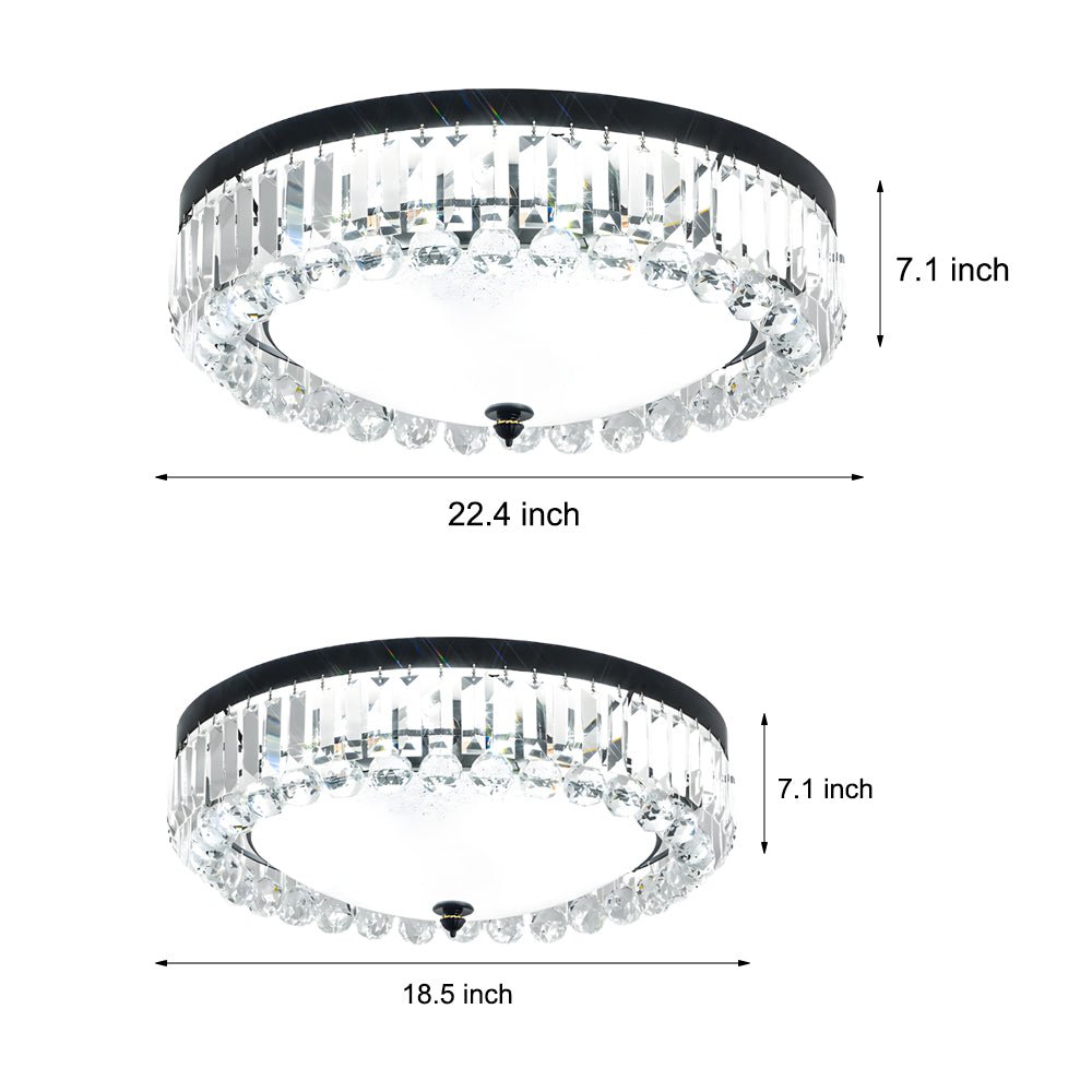 Round Crystal LED 3-Step Dimming Luxury Ceiling Light
