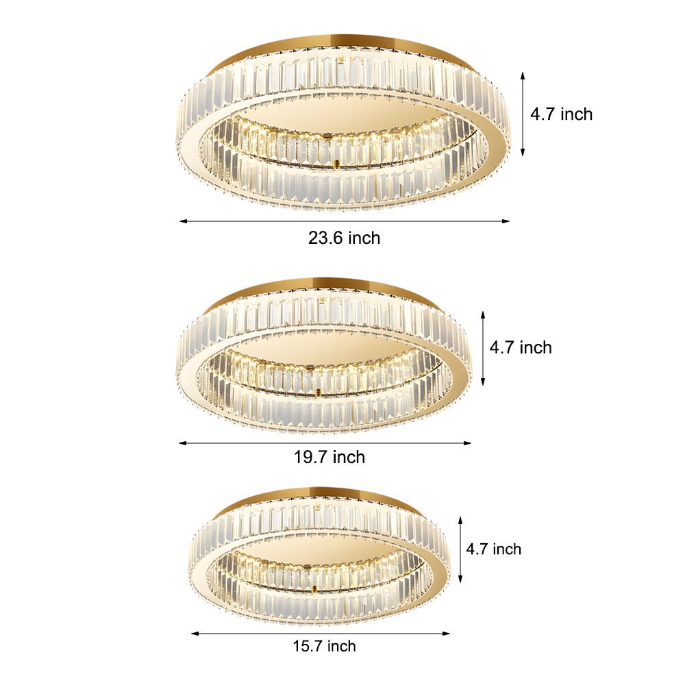 Round Crystal Stepless Dimming LED Ceiling Light – Post-Modern Luxury Fixture
