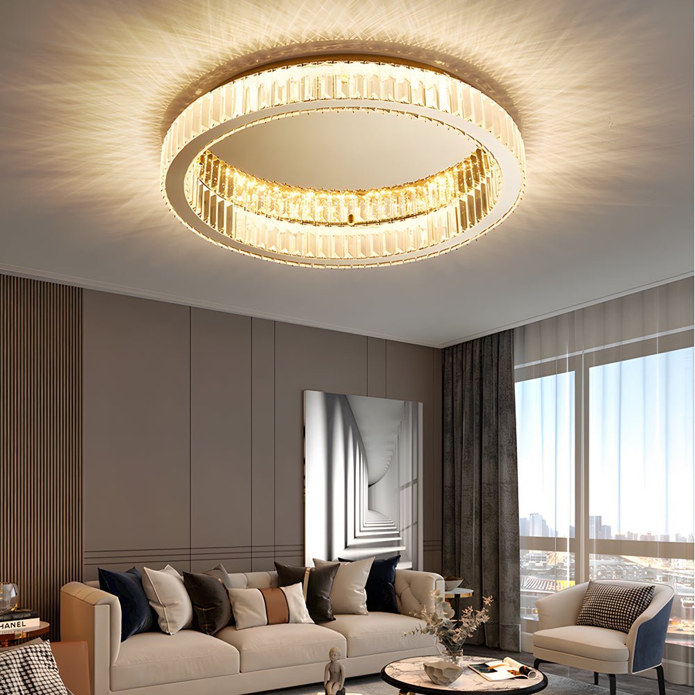 Round Crystal Stepless Dimming LED Ceiling Light – Post-Modern Luxury Fixture