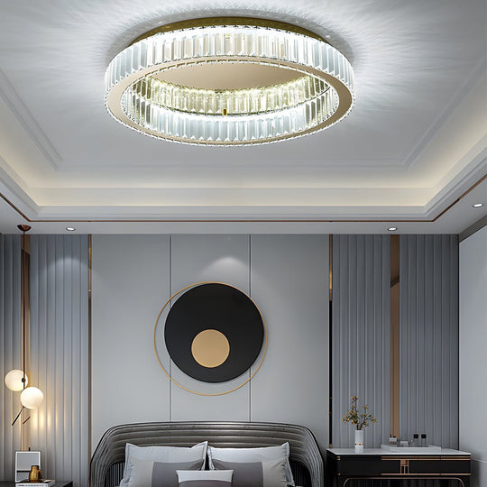 Round Crystal Stepless Dimming LED Ceiling Light – Post-Modern Luxury Fixture