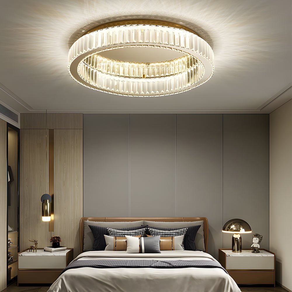 Round Crystal Stepless Dimming LED Ceiling Light – Post-Modern Luxury Fixture