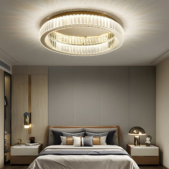 Round Crystal Stepless Dimming LED Ceiling Light – Post-Modern Luxury Fixture