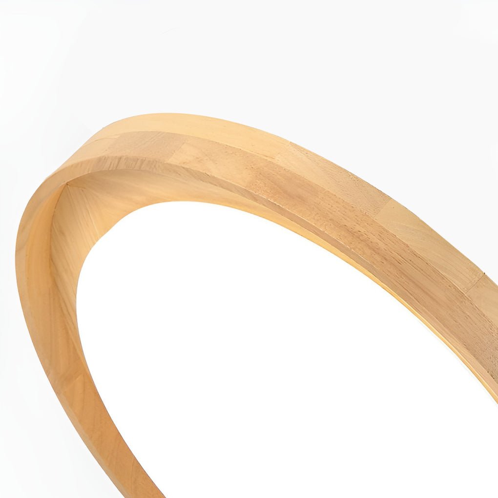 Round Dimmable LED Wooden Nordic Ceiling Light Flush Mount Fixture