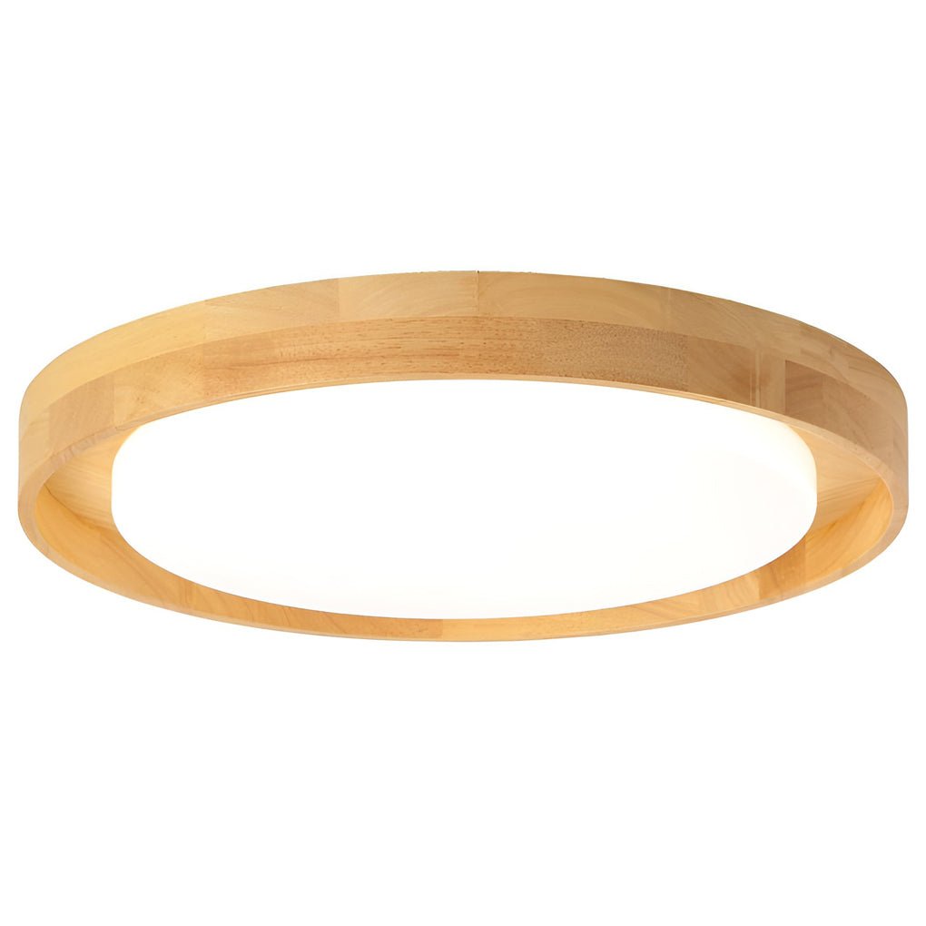 Round Dimmable LED Wooden Nordic Ceiling Light Flush Mount Fixture