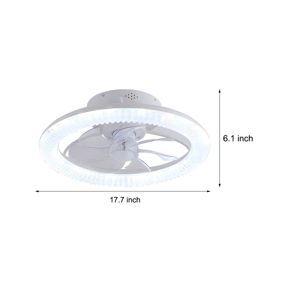 Round RGB Dimmable White Modern Ceiling Fan with Remote